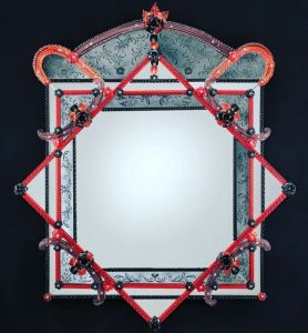 TYRUS cm 130 x 145 Mirror and Murano Glass