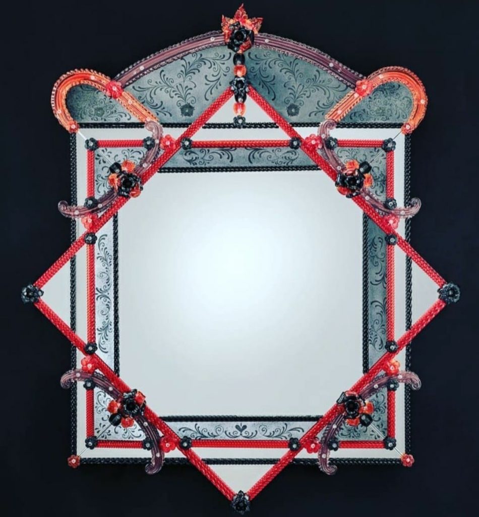 TYRUS cm 130 x 145 Mirror and Murano Glass